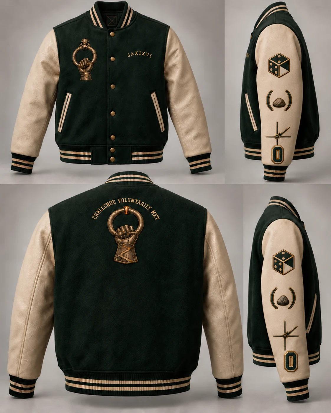 Challenge Voluntarily Met concept board: front, back and sleeve views